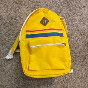 Alan Yellow Backpack with Rainbow Stripes